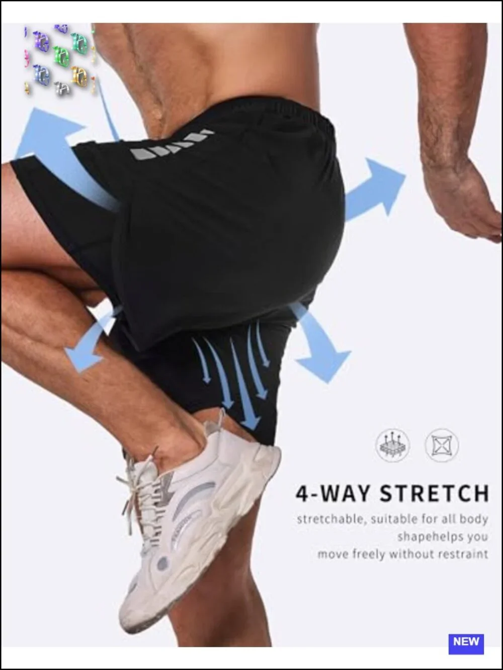 2 in 1 Athletic Running Shorts with Liner Quick Dry 5 Pack